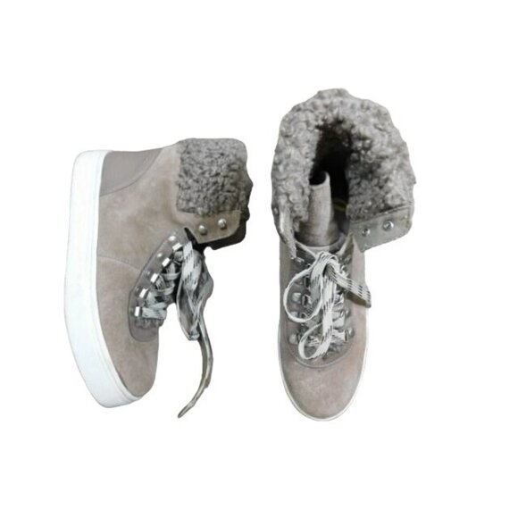 Sam Edelman Size 7.5 Sporty Lace Up Faux furry Ankle Boots - Picture 1 of 3
